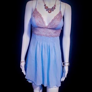 Victoria secret lace blue and brown teddy